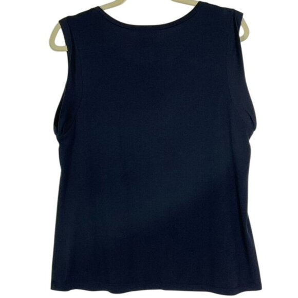 Ann Taylor Factory Navy Blue Knit Shell, size Large, 60% Cotton, 40% Modal - Picture 2 of 7